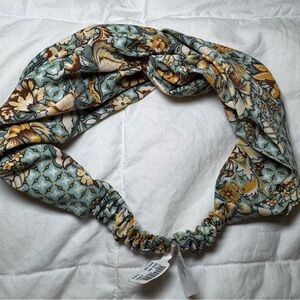 Anthropologie blue & brown floral print Twist Headband